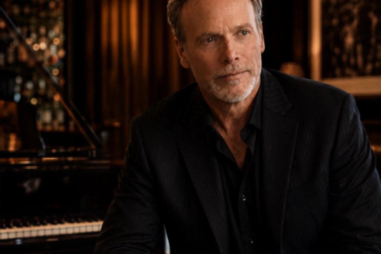 Howard Anderson seated beside a piano